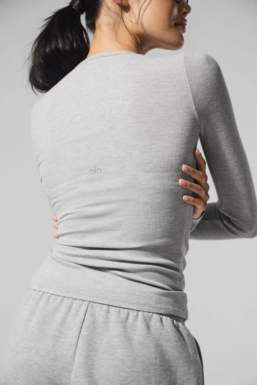 Blusa Ribbed Modal Manga Longa